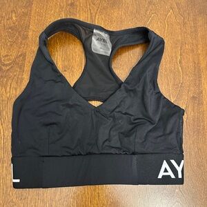 AYBL Black Sports Bra with White Logo